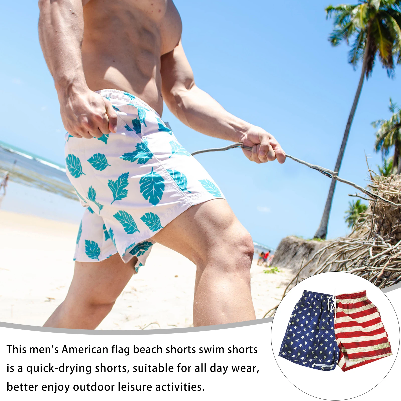 

Outdoor Swimwear American Flag Swimming Trousers Printing Men's Shorts for Athletic
