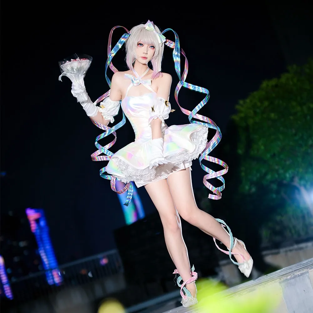 NEEDY GIRL OVERDOSE KAngel Cosplay Streamer Sobrecarga Lolita Vestido 2o Aniversário Roupa Mulheres Saias Laser Peruca de Fita