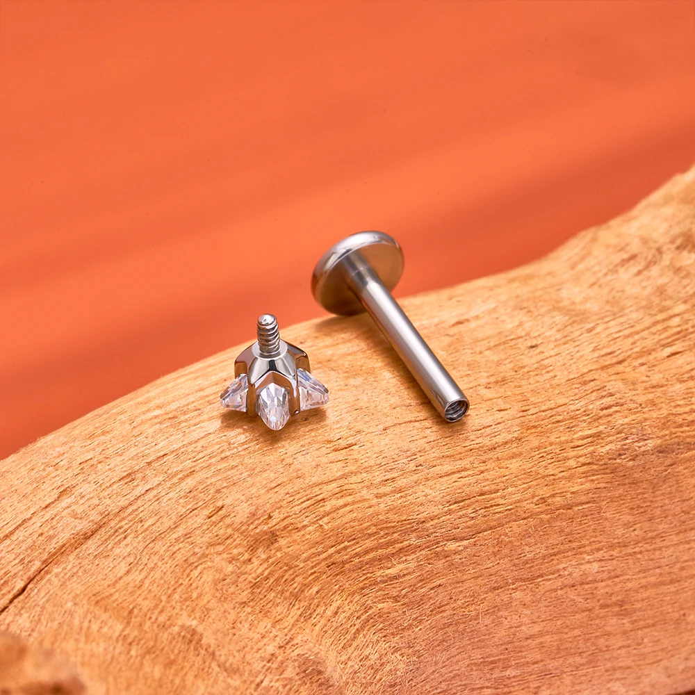 ASTM F136 Titan 16G fünfzackiger Stern CZ Knorpel Helix Ohrring Trinity CZ Tragus Ohrstecker Muschel Ohrläppchen Lippenpiercing Schmuck – Detail 5