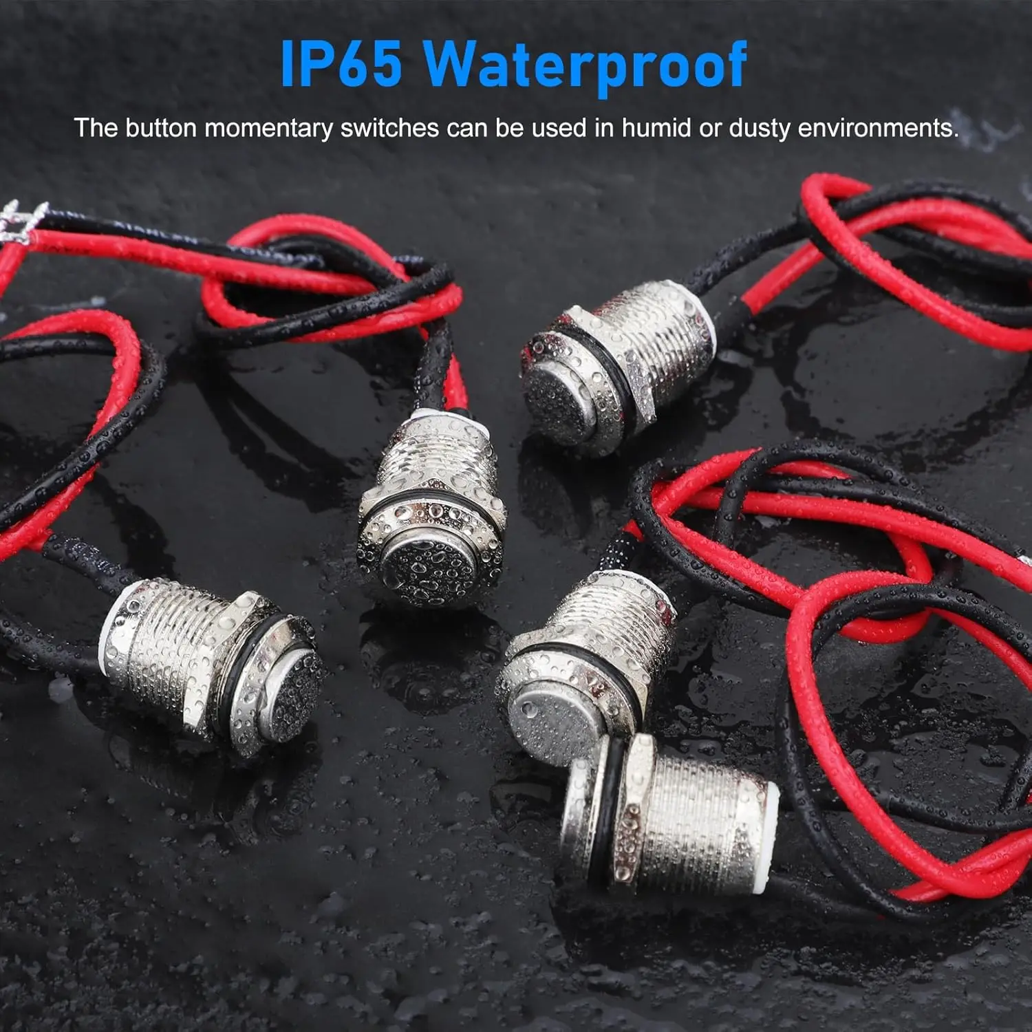 10PCS 12mm Momentary Push Button Switch, Mini Round Pushbutton Switches with Pre-Wired, Waterproof, for Car Boat view 5