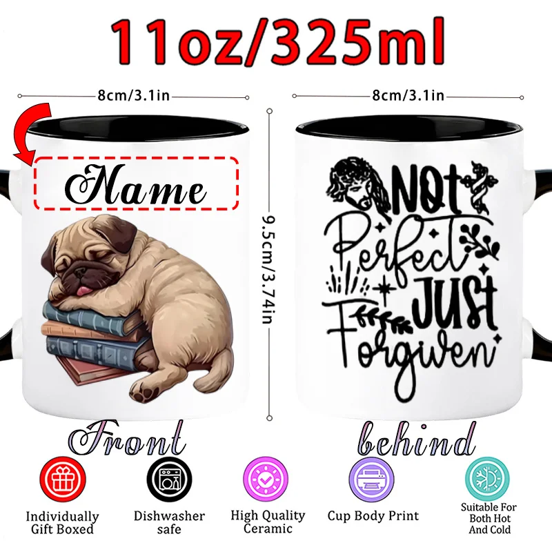 Personalized Text Coffee Mug Blessed Imperfect 11oz Ceramic Cup Gift for Pet Lover Friend Parent Birthday