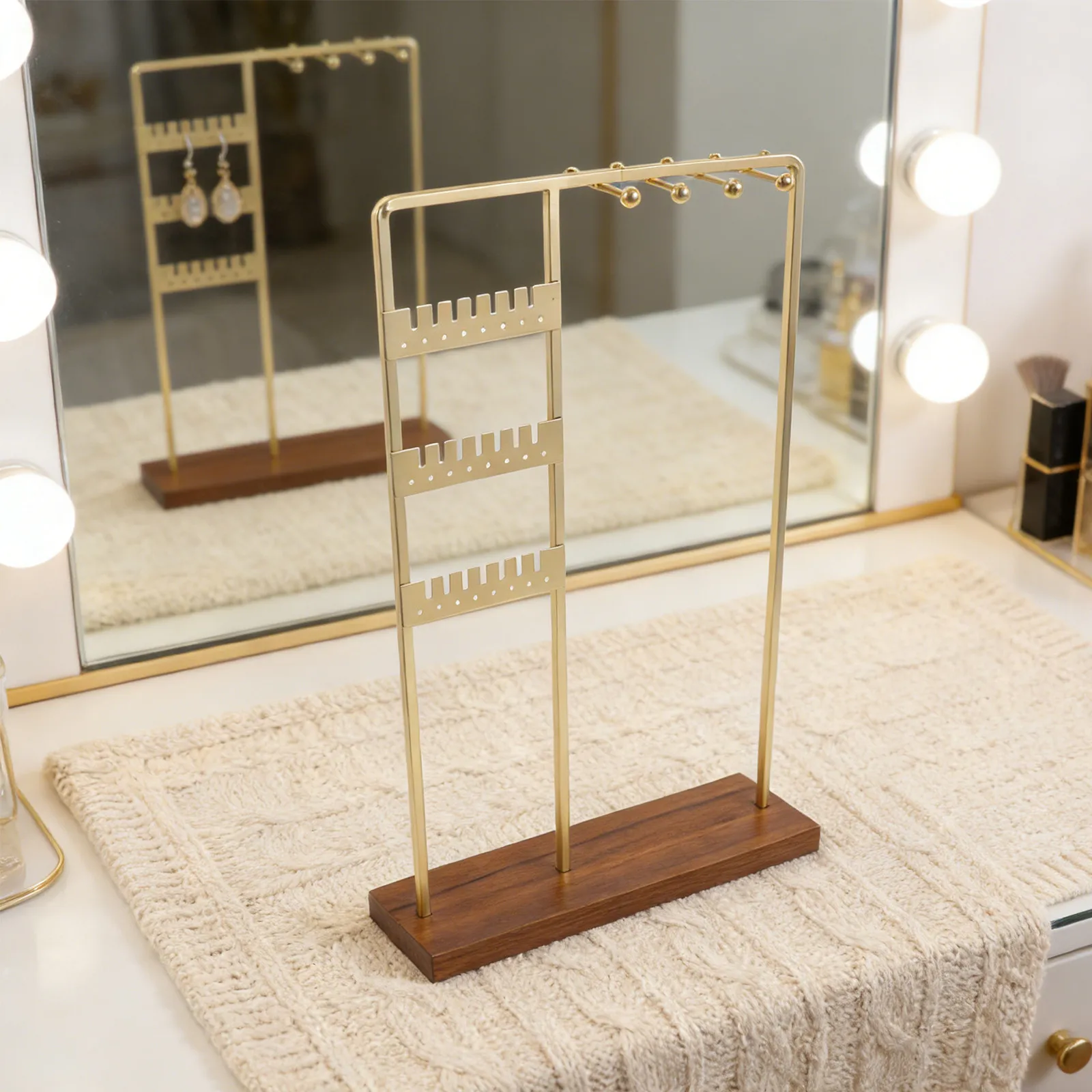 

Jewelry Display Stand Metal Earring Holder Organizer Tree Countertop Showcase Necklace Ring Bracelet Display Rack Vintage