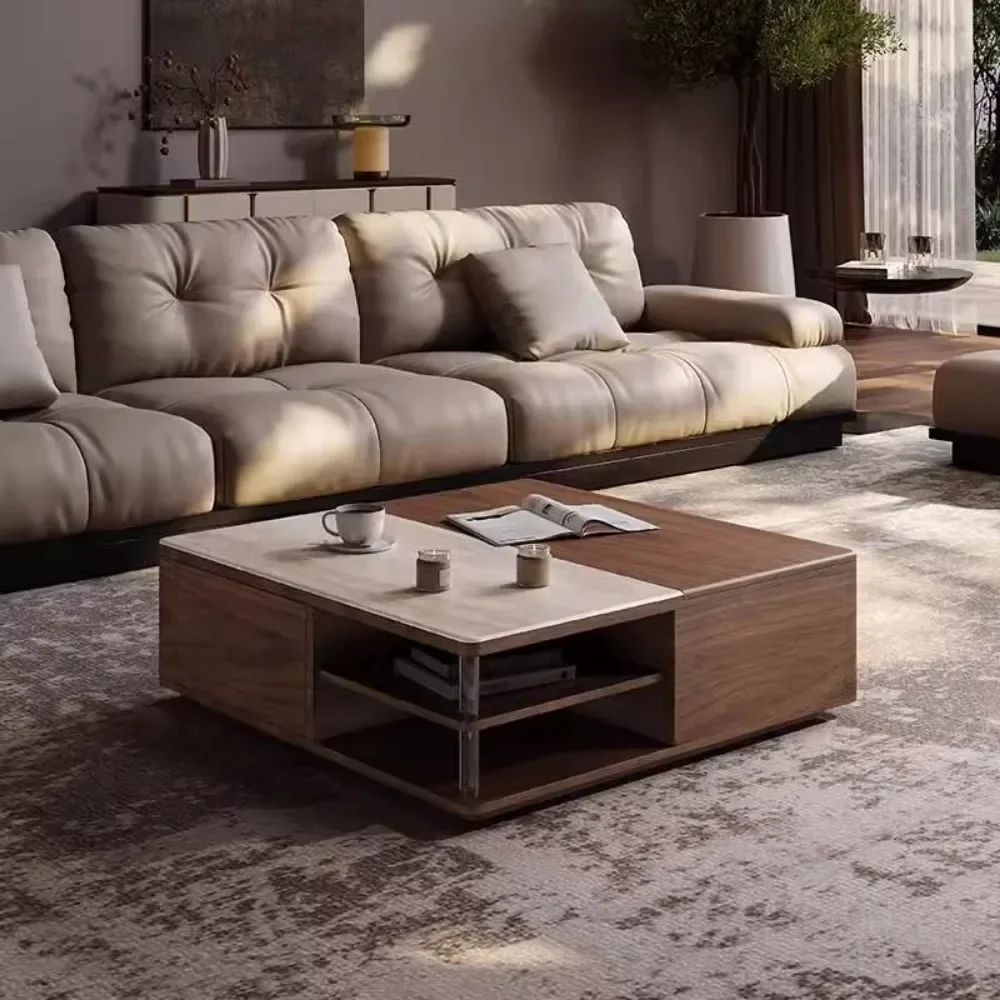 Square Luxury Coffee Table Storage Designer Premium Floor Coffee Table Aesthetic Vintage Moveis Para Casa Home Furniture