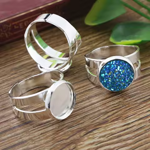 12mm 14mm 16mm 18mm 10pcs Silver Plated Brass Adjustable Ring Settings Blank/Base,Fit 12-18mm Glass Cabochons,Buttons Bezels