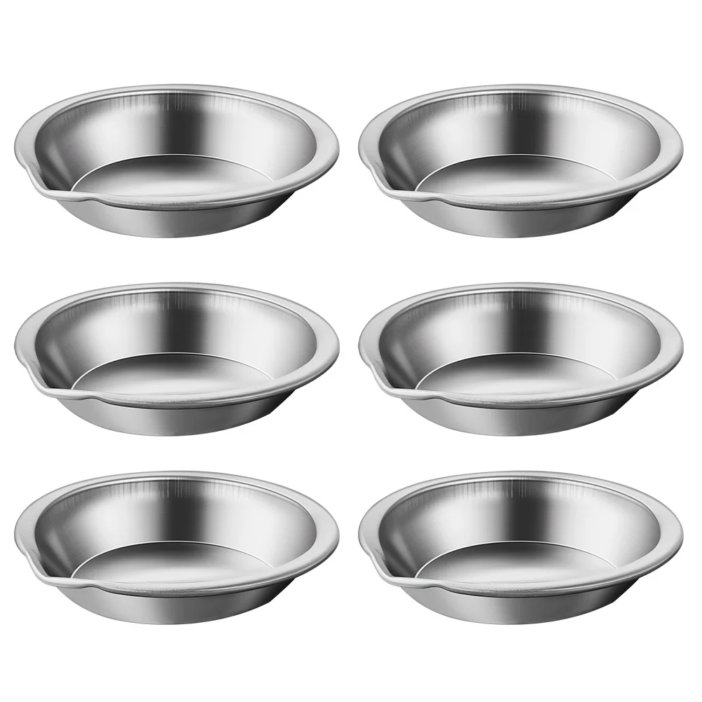 6 Pcs Pour Mouth Palette Painting Tool Reusable Tray Round 5X5CM Stainless Plate Multi-functional Trays Silver Accessory Child