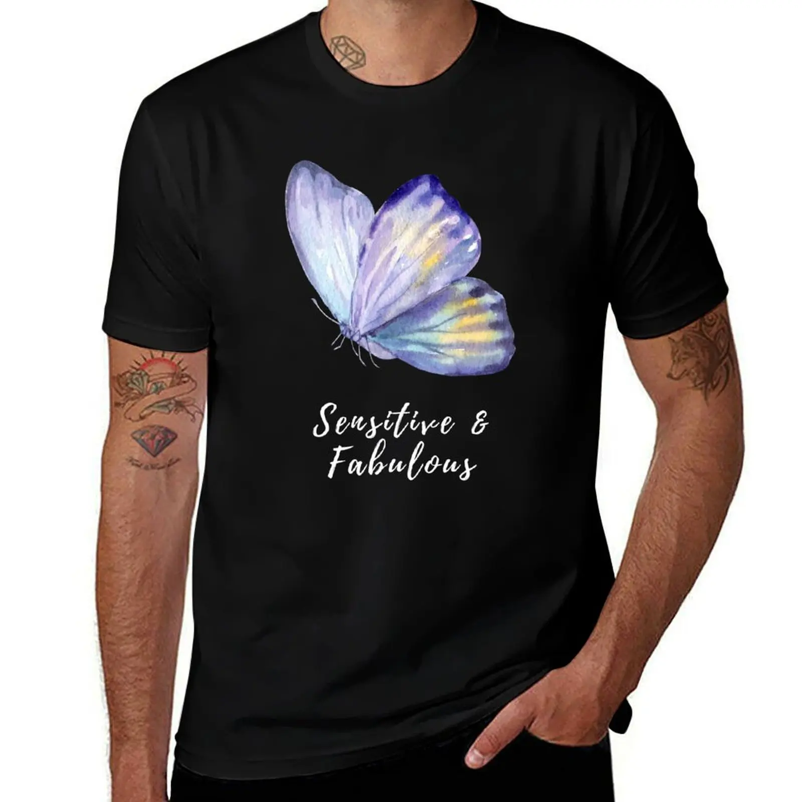 

Sensitive and Fabulous Blue Butterfly T-Shirt g man t shirts for men t shirts for man graphic funny anime tshirt T-Shirt