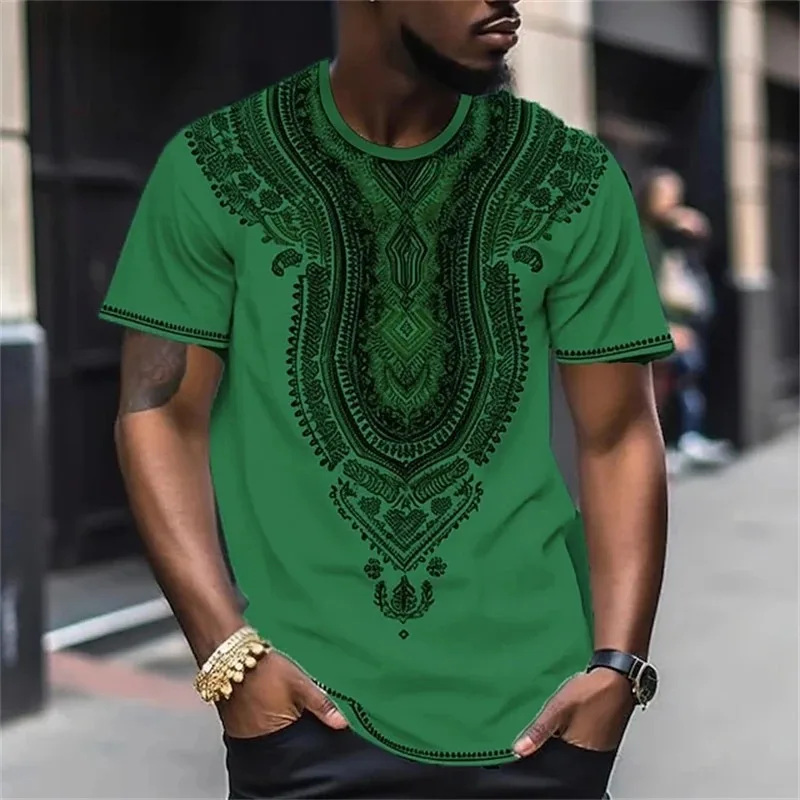 Mens T Shirt Top Graphic Color Block Tribal Clothing Apparel 3D Print T-shirt Outdoor Daily Short Sleeve Fashion Designer Ethnic