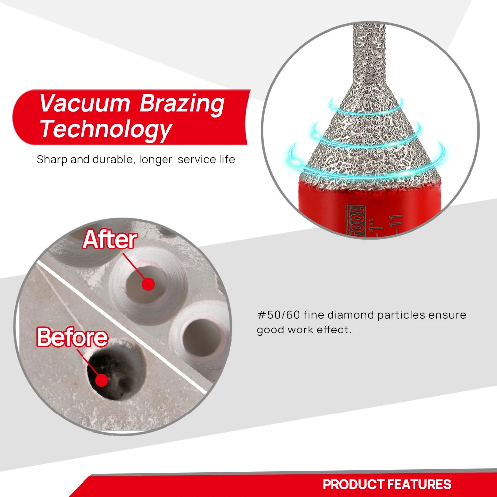 DT-DIATOOL 6mm x 25mm diamante dedo bit cone chanfradura moagem porcelana telha de mármore fresas m14