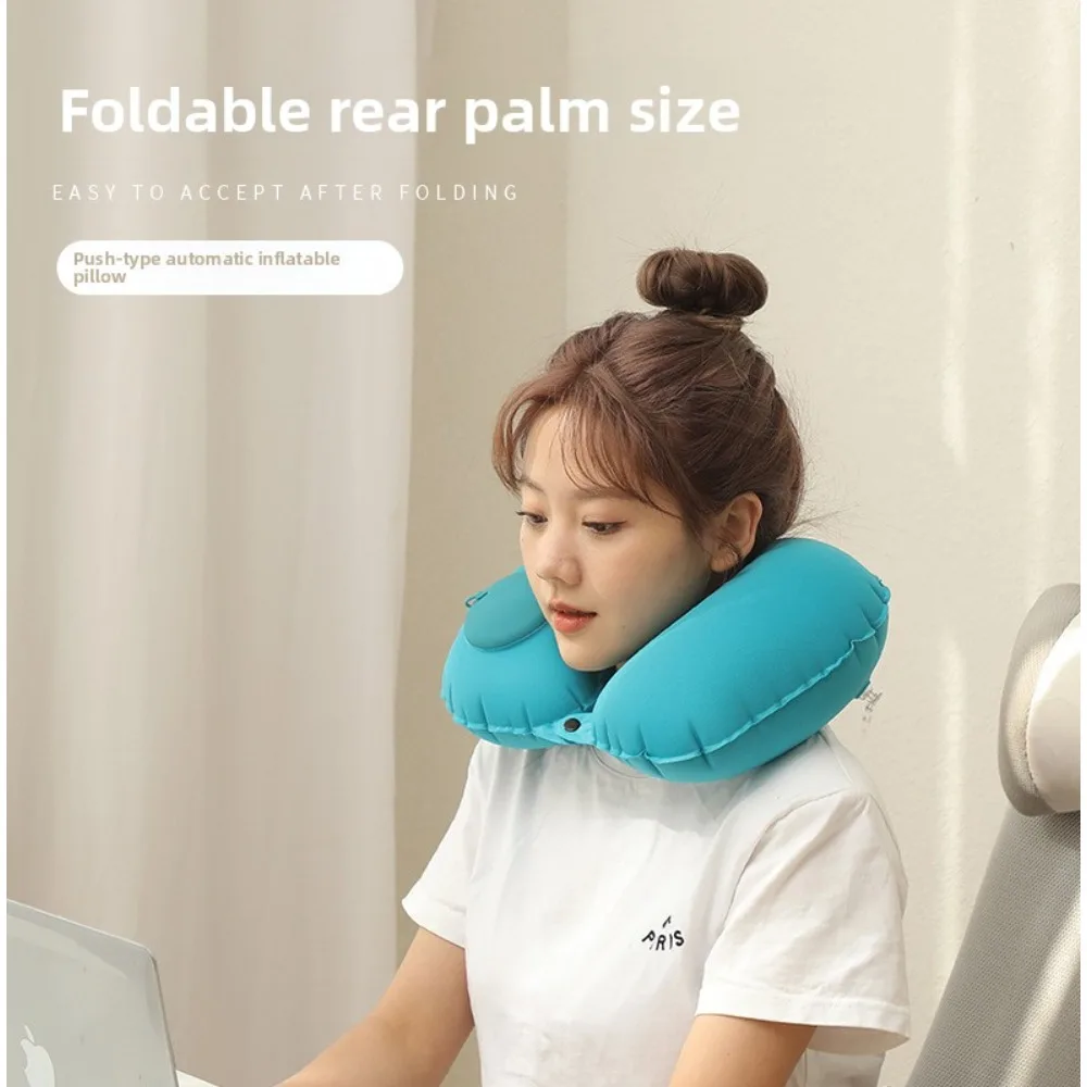 

Press on Inflatable Pillow to Relax Neck Travel U-shaped Pillow Foldable and Portable with Leak Proof Device Ordinary U-shaped