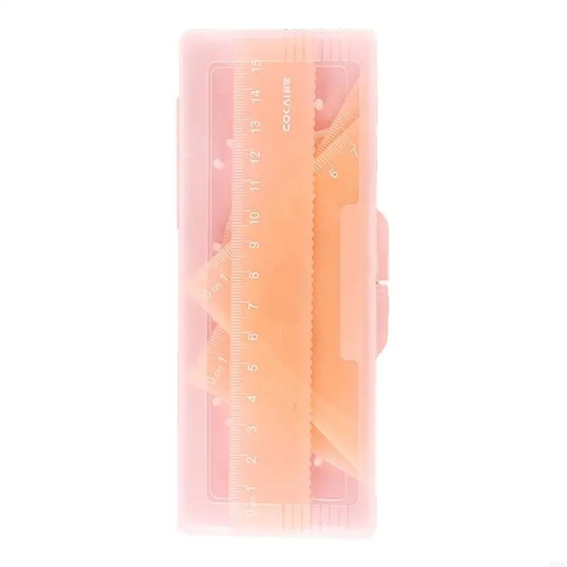 W89C 4 Set Math Geometry Tool Regla plástico incluye regla recta para regla Triangle Protractor Estatio Oficina