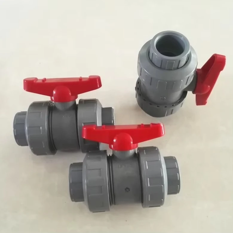 جودة عالية صفر تسرب DN15 إلى DN100 PVC UPVC CPVC البلاستيك 2 طريقة المحرك الهوائي صمام كروي ذو حواف