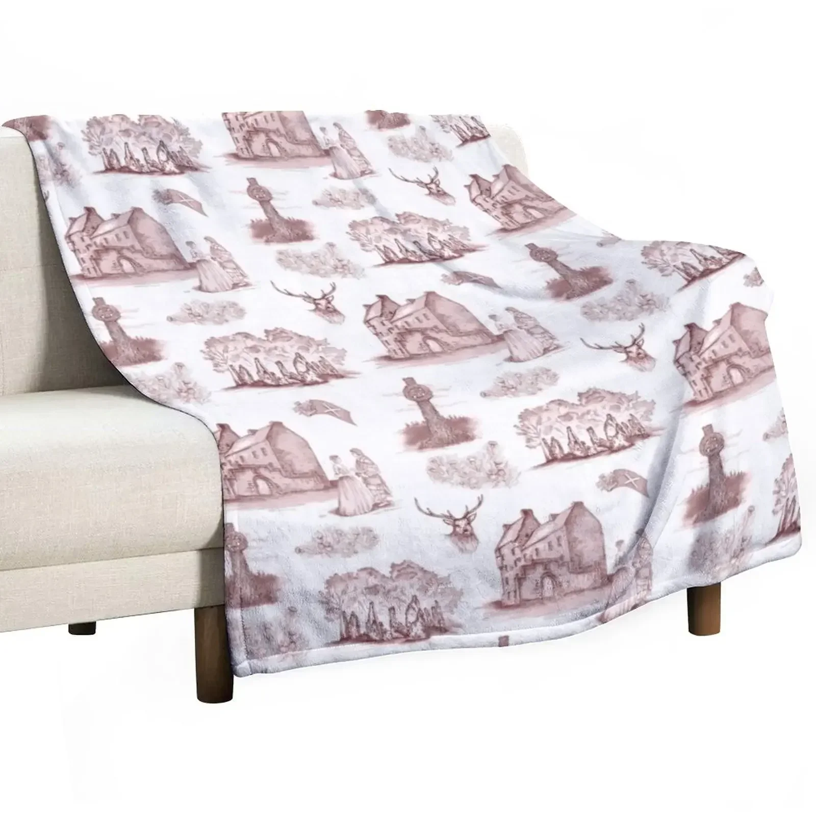 

Highlander Toile in Burgundy Throw Blanket Thermal Soft Camping Blankets For Sofas Blankets