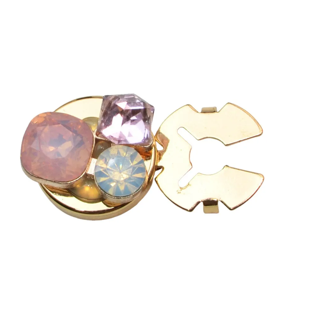 1PC Rhinestone Pearl Flower Button Covers DIY Accessories Golden Base Flower Cufflinksble Handwoven Alloy
