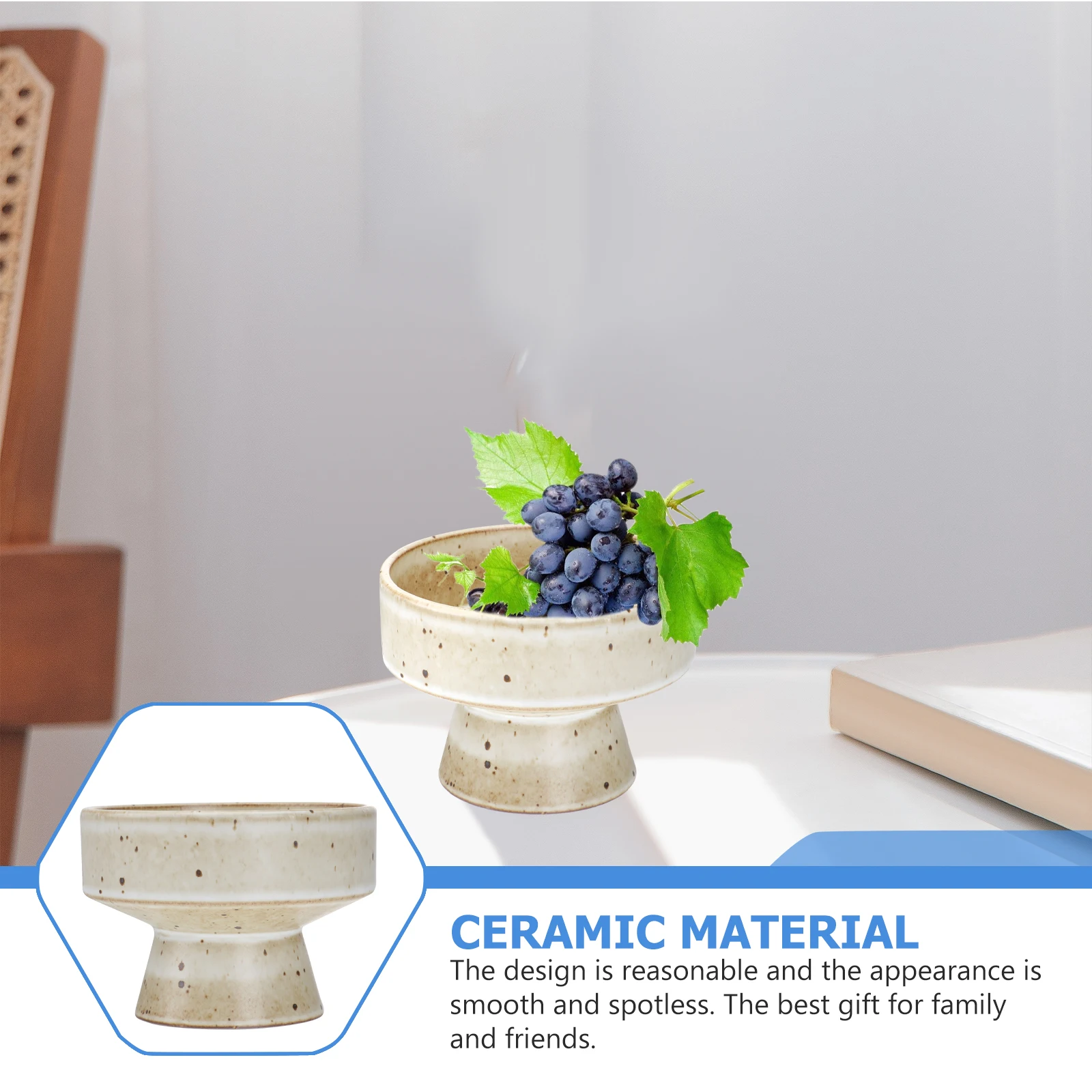 

1Pcs Creative Ceramic Fruit Plate Decorative Storage Tray for Dessert Snack High Foot Design Smooth Rim Perfect Gift for Home