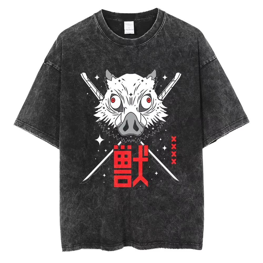 

Hashibira Inosuke‌ Japanese Manga Demon Slayer T-shirt Vintage Washed Oversized Men Women Clothing Cotton Short Sleeve