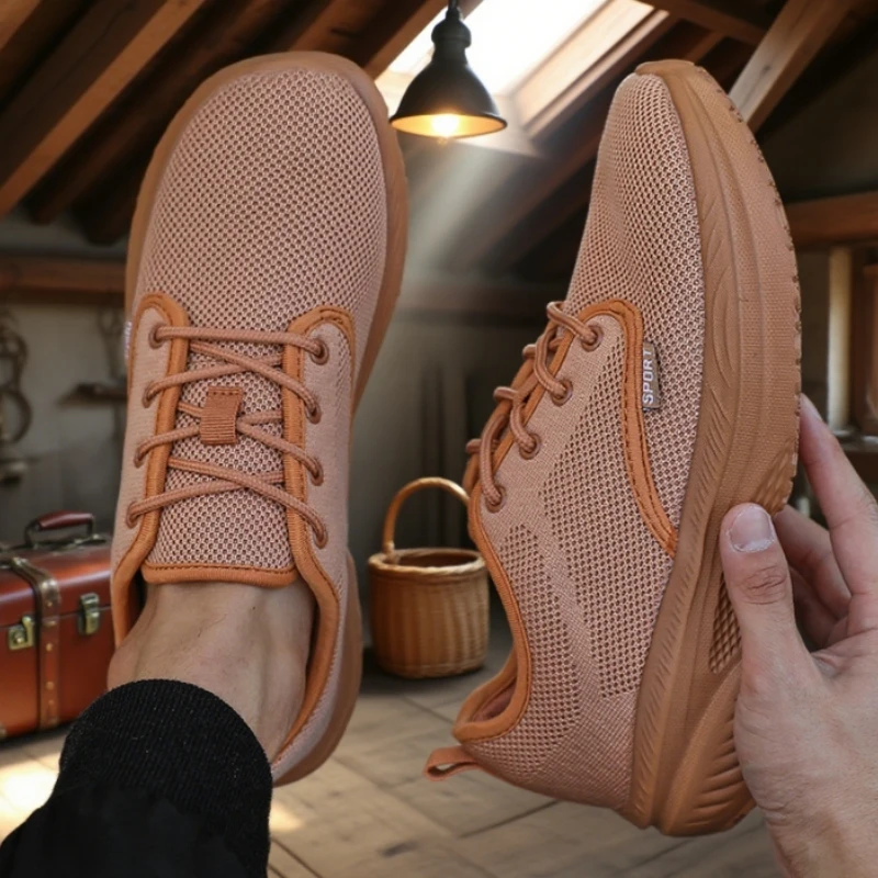 

Platform Men's Running Shoes Breathable Comfortable Outdoor Camping Running Shoes Minimalist Wide Last Soft Sole Tennis Sneakers