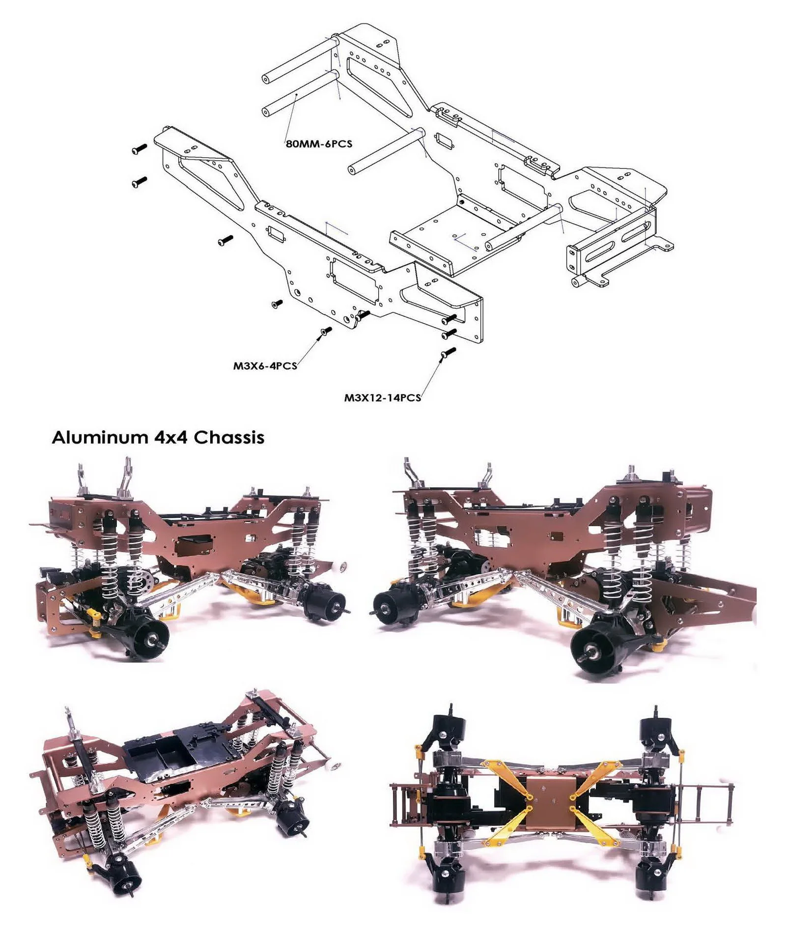 Optional Upgraded Parts Chassis/Frame anti roll bar Motor/body For Tamiya 1/10RC Monster Truck MT  Clodbuster/Bullhead 4X4 Truck