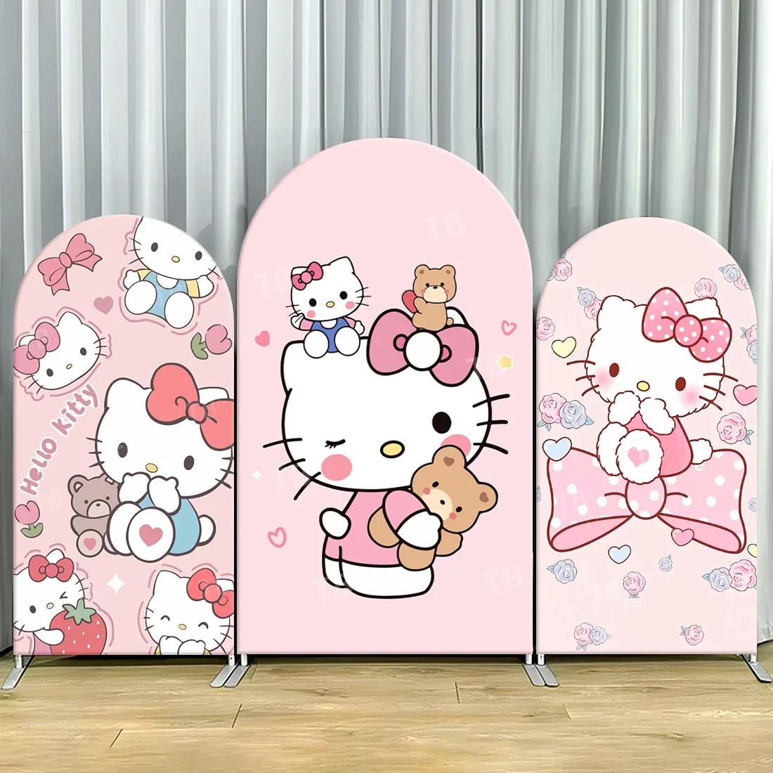 

SanrioTheme Hello Kitty Arch Backdrop Covers for Girl Birthday Party Decoration Photograph Background Wall Baby Shower Supplies