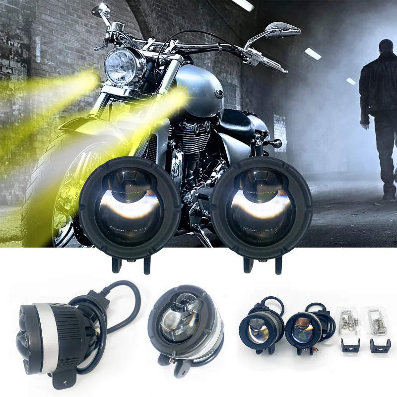 

SAAR Eye Car Motorcycle White Yellow LED Spotlight Far Near Integrated Waterproof Bright Headlight Lighting Headlamp