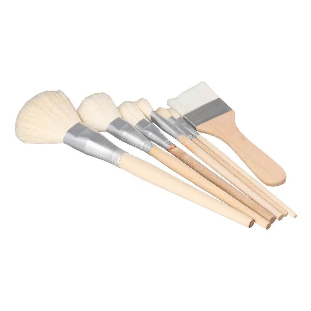 Goat Hair Mop Brush Wood Color 7 Pieces Versatile Blending Brush Versatile Blending Brush For Oil Painting