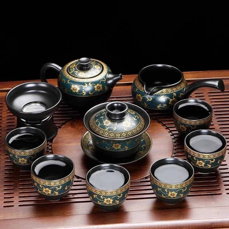 Upscale Tea Sets Ceramic Kung Fu Teaset Teacup Porcelain Service Gaiwan Tea Cups Mug of Tea Ceremony Teapot