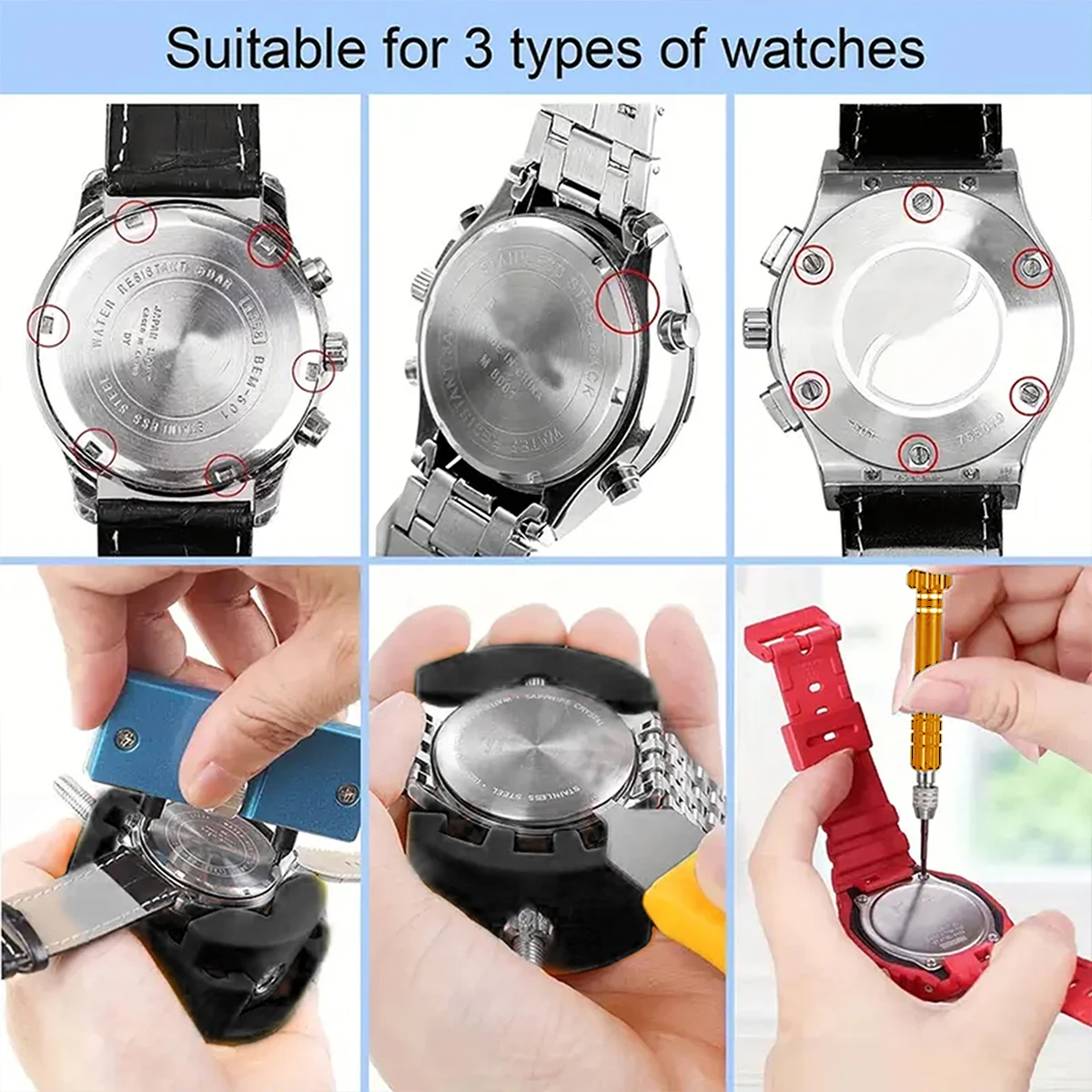 31 pieces Watch battery replacement kit service screwdriver watch band replacement tool shell opener Ideal choice for Gifts image 6