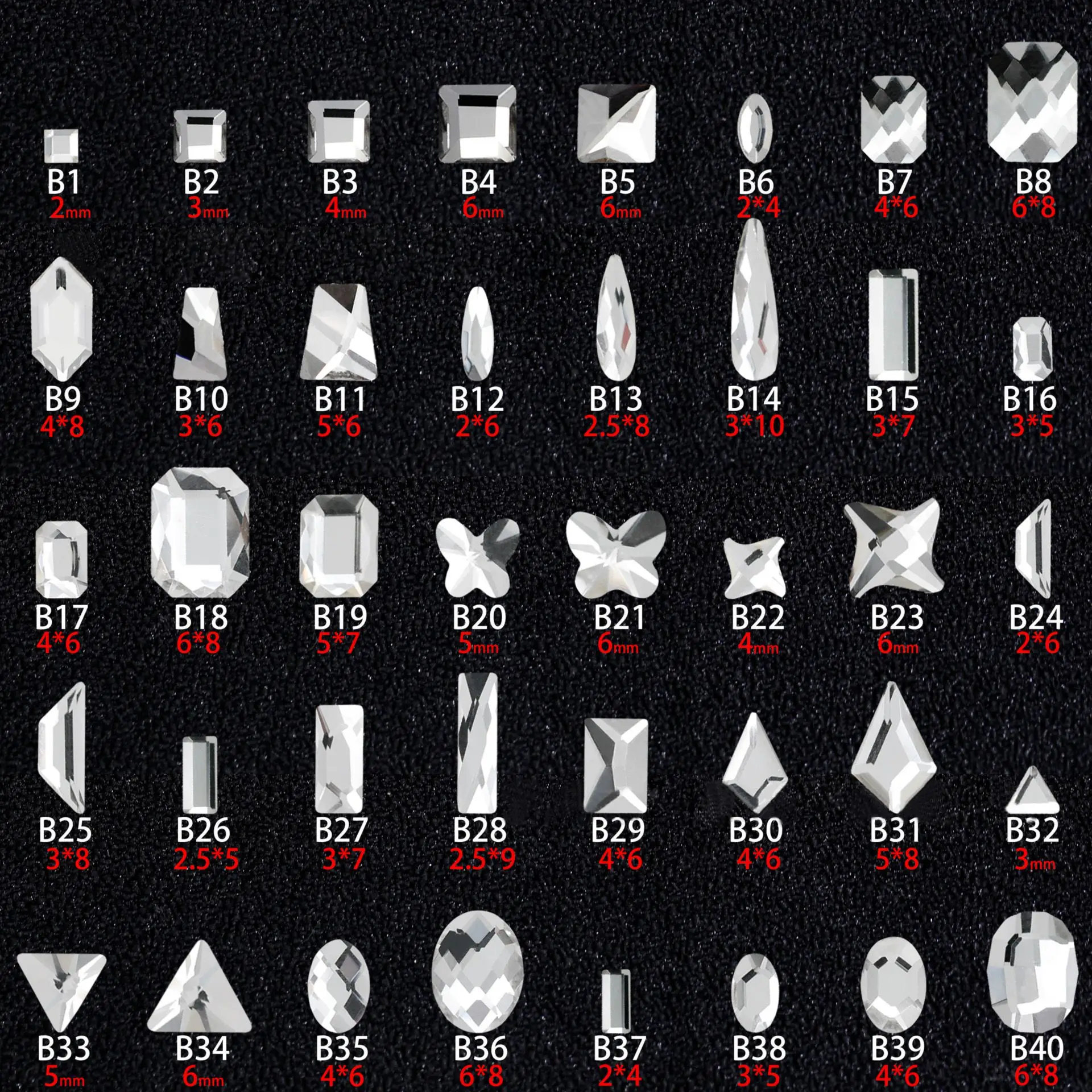 200pcs/lot White Flat Shaped Rhinestones Strass Gems Decorations Nail Art Professionals Supplies Nails Jewelry Manicure Charms