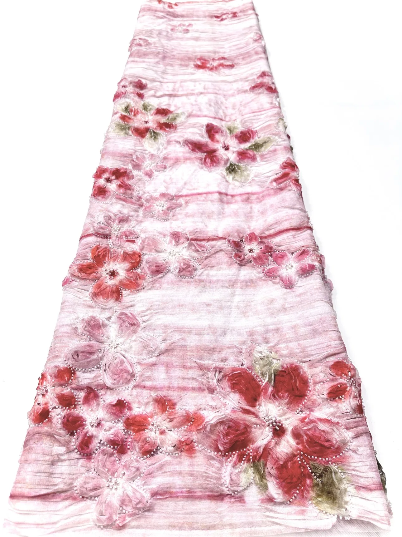 2026 الأخضر جودة عالية الأفريقي ثلاثية الأبعاد نسيج الدانتيل الترتر شبكة فاخرة الثقيلة حبة المطرزة تول النسيج لخياطة الفساتين