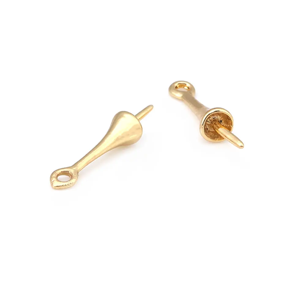 High Quality 18K Gold Color Brass Half Hole Pearl Beads Connect Charms Beads Caps Diy Jewelry Making Accessories for Women