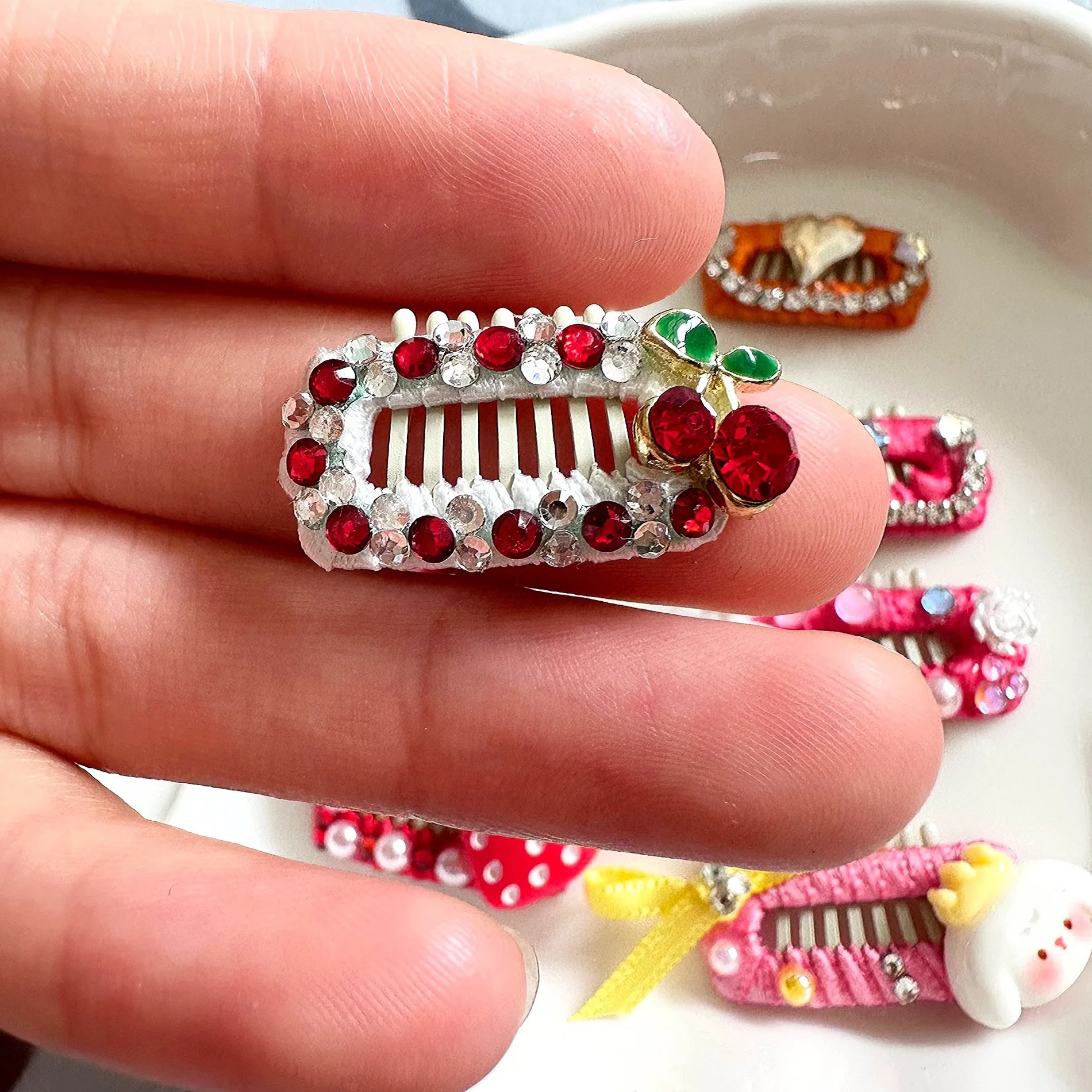 20pcs/Bag 3D Shiny Cherry Nail Charms Flatback Alloy Pink/Red Gems Crystal Nail Art Decorations DIY Kawaii Cherry HairpinPendent