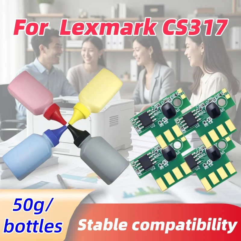 

Toner Powder Cartridge Rest Chip Compatible for Lexmark CS317 CS317dn CX317 CS417 dn CX417 CS517 Printer CS517de CX517 517de