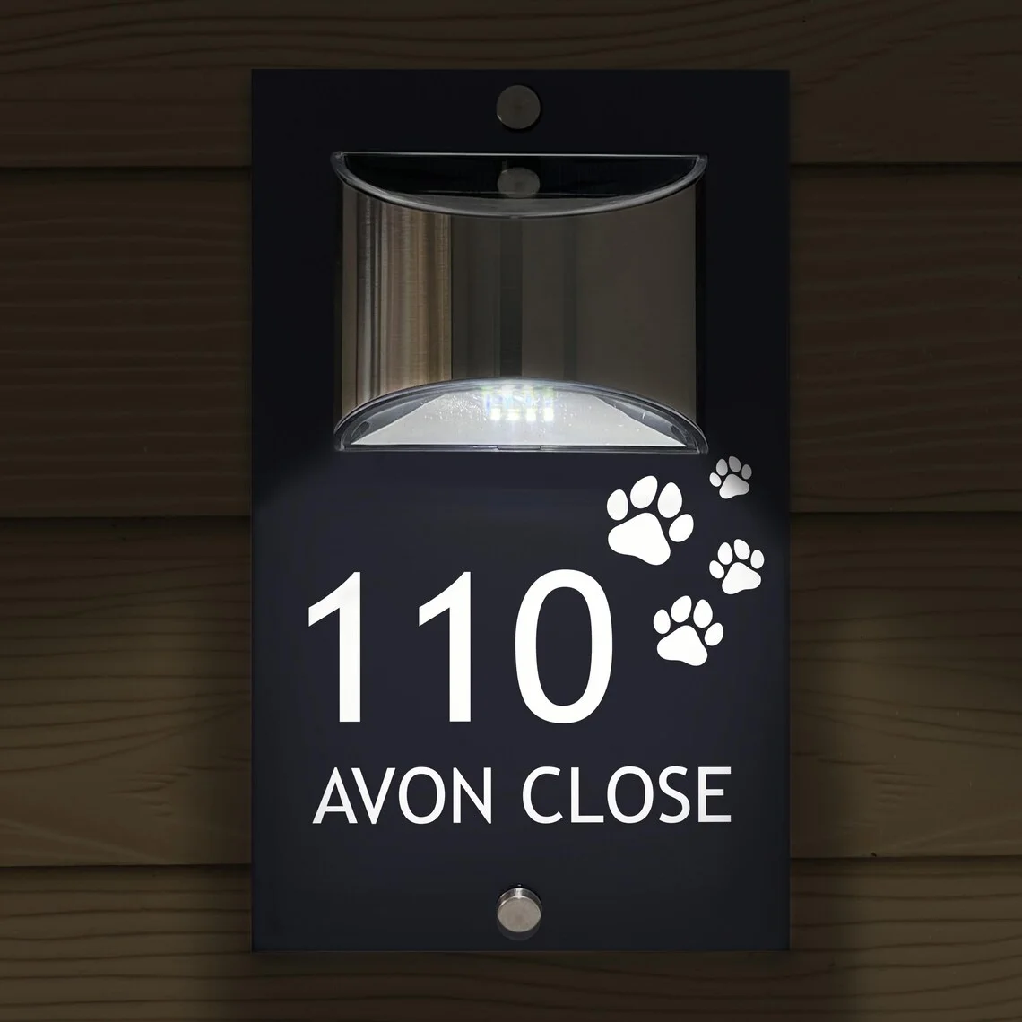 

Custom Solar House Number Sign Illuminated House Sign Dog Paws Print Design Address Street Number Sign Door Sign