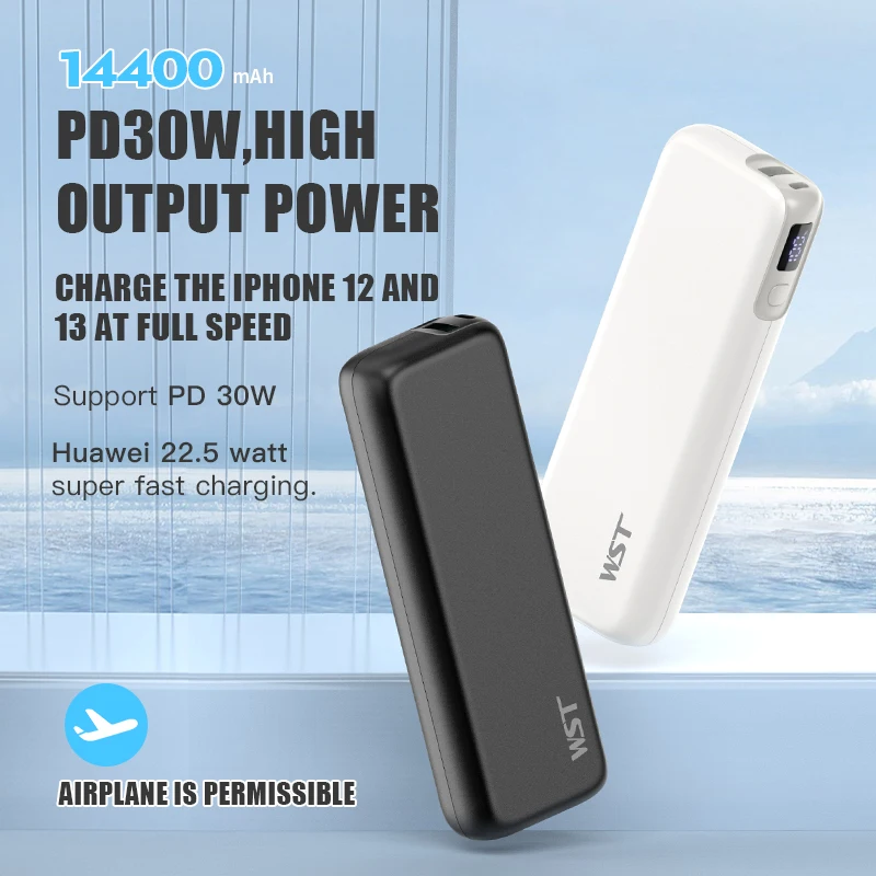 PD 30W Power Bank 14400mAh 22.5W Fast Charging for iPhone 14 iPad Laptop Powerbank Portable External Battery Charger for Xiaomi