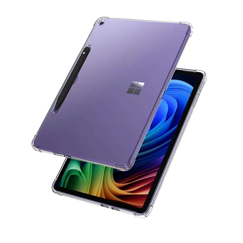 Clear Shockproof TPU Case For Microsoft Surface Pro 12" 2025 With Pen Slot Airbag Anti-drop Transparent Protective Cover