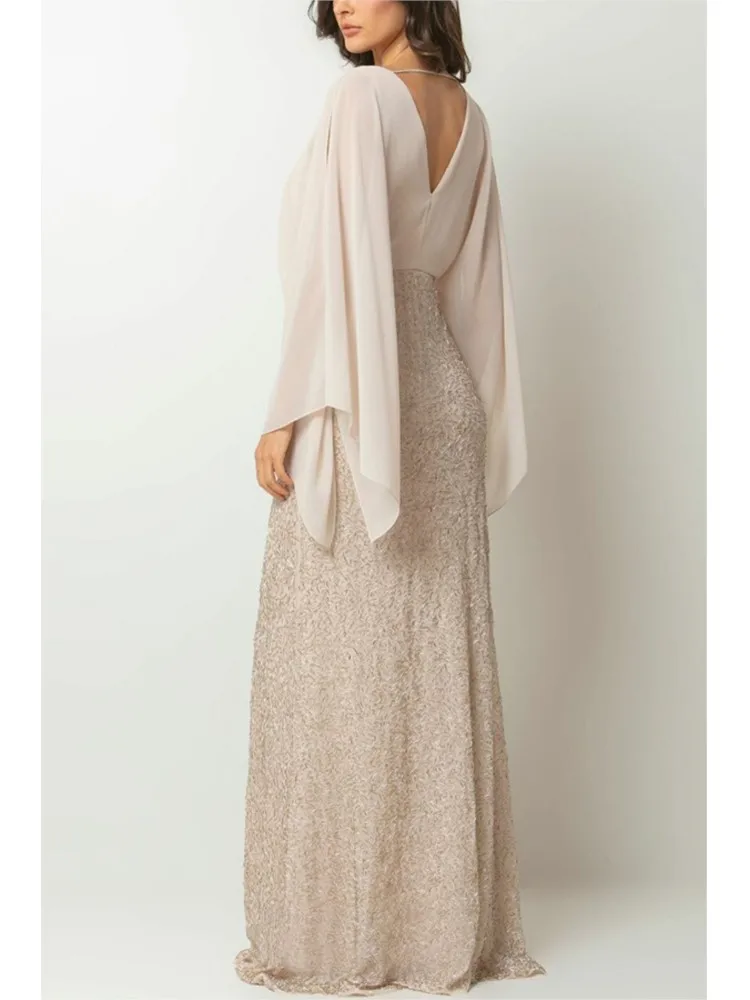 Gonna elegante a coda di pesce con paillettes da donna Nuova moda fiore scollo a V tinta unita gonna lunga a vita alta abito da sera per banchetti