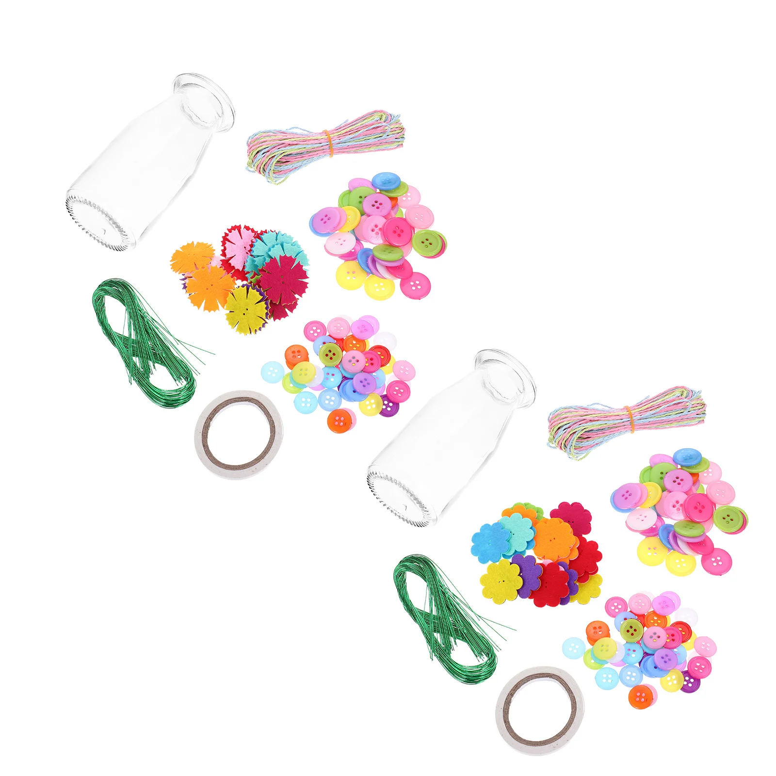 

2Sets DIY Children Handicraft Material Pack Vivid Button Bouquet Making Kit for Kids Handmade Art Craft Beginner