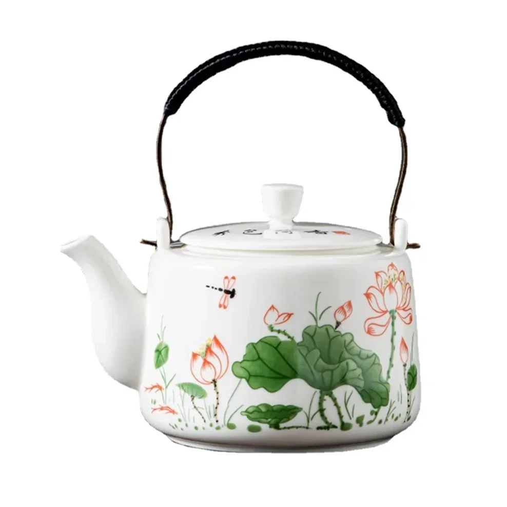 

600 мл белый фарфоровый чайник из баранины и жира, бытовой маленький чайник для кипячения чая, керамический кувшин для заваривания чая, кунг-фу, чайный сервиз
