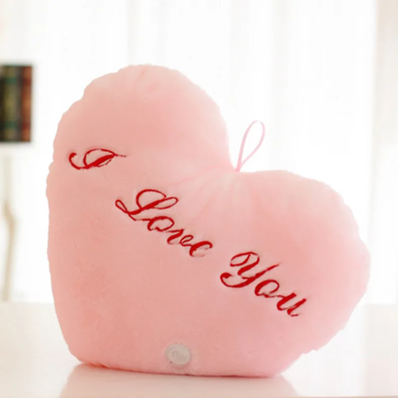 Almohada luminosa con forma de corazón para niños, juguete brillante con luz LED, muñeco de peluche, te amo, regalo del Día de San Valentín, estrellas creativas, superventas