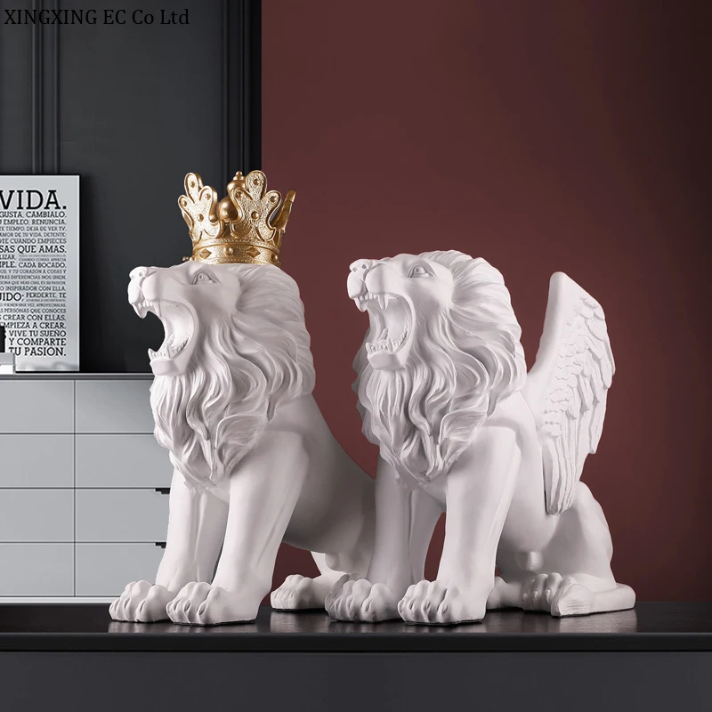 

Lucky Lion Statue Home Decoration Accessories Creative Resin Crafts Living Room Entrance Office Desktop Decoration Opening Gift