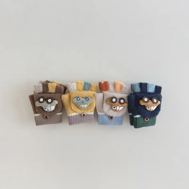 

Новые осенне-зимние детские милые перчатки без пальцев на автомобиле, теплые морозостойкие перчатки для маленьких мальчиков, гибкие и уютные.