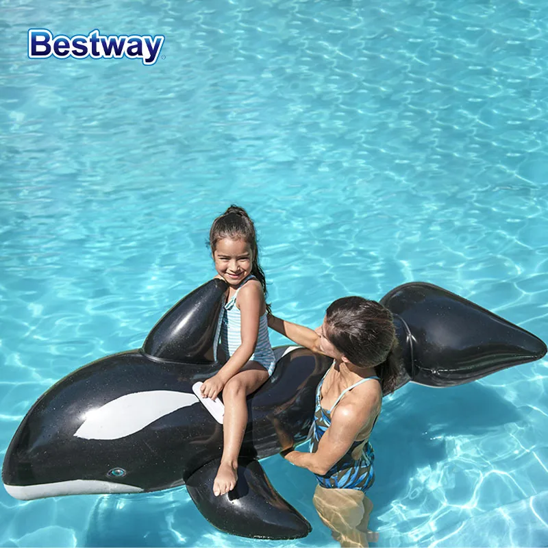 Bestway41009 1PC Black Whale Sea Creature Shape Swimming Pool Float, Water Inflatable Seat, Inflatable Pool Raft Float