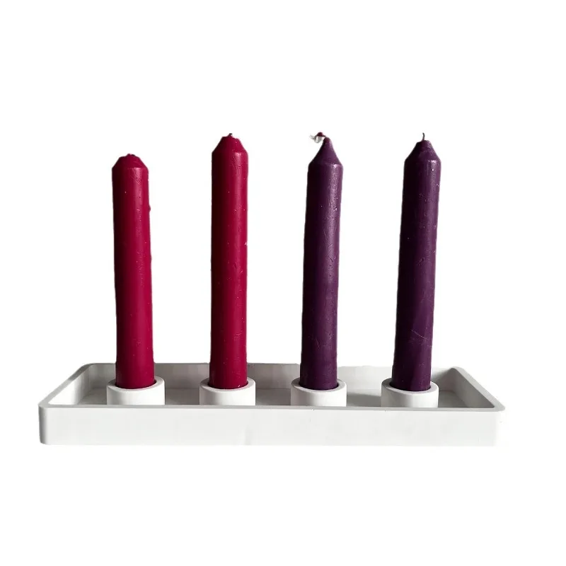 Flower Shaped Candlestick Holder Silicone Mold Four Hole Rectangular Candle Holder Gypsum Mold Cement Resin Candle Stand Molds