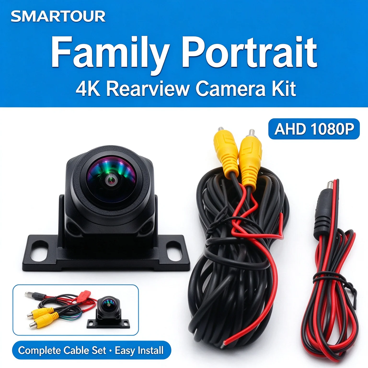 1080P AHD CVBS Car Backup Camera Fisheye Wide Angle Starlight Night Vision Waterproof Rearview Camera Adjustable Parking Lines