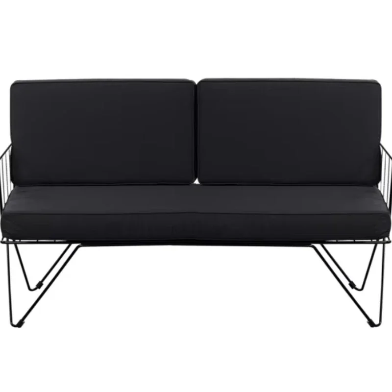 

Thickened Cushion Black Metal Wire Modern Outdoor Rental Sofa Chair Leisure Bench