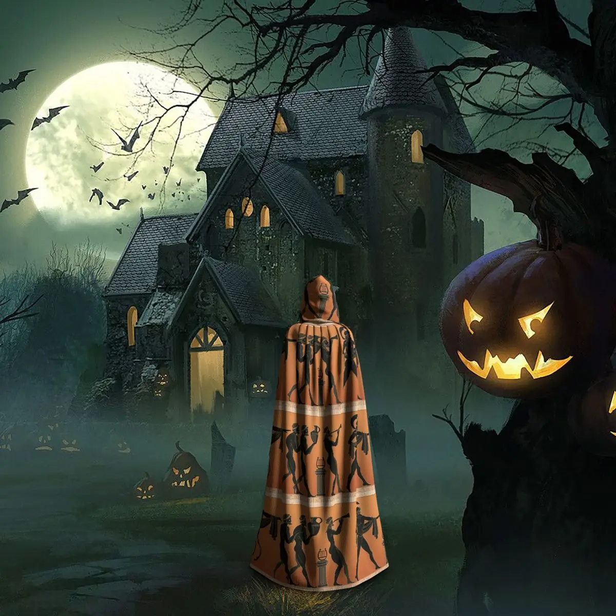 Mitologia grega três moirai longo com capuz capa bruxa traje medieval cosplay capa halloween casaco adulto unisex