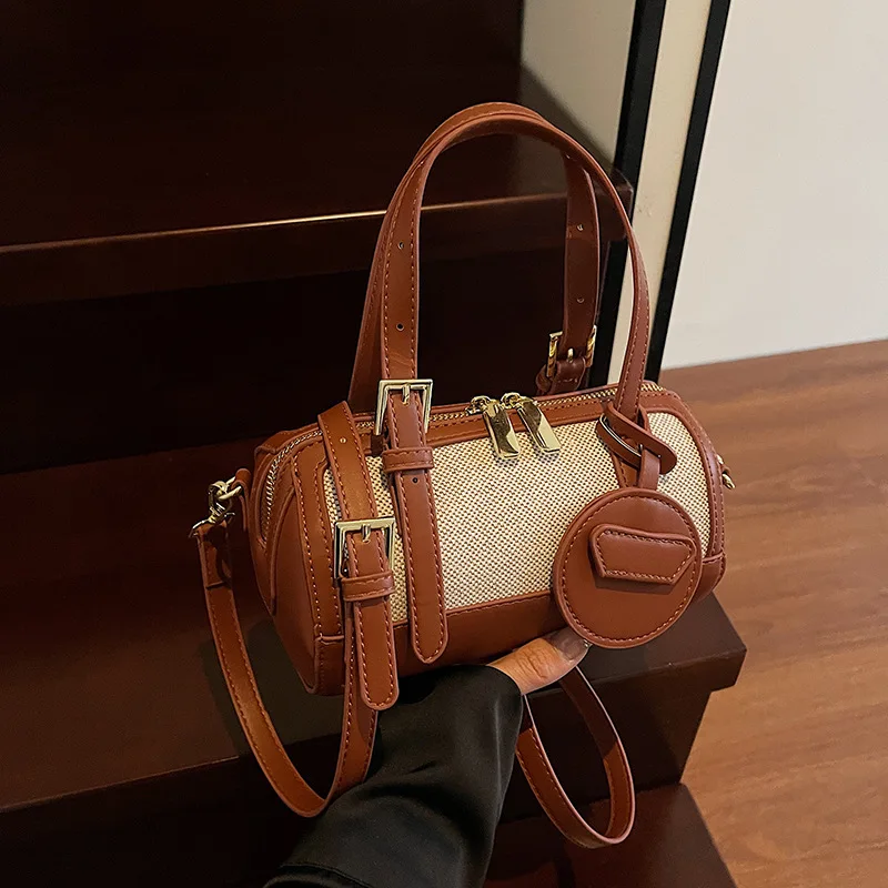 

Retro Bowling Bag Women's 2025 Fashion Mini Short Handle Shoulder Bags Females Bucket Handbags and Purses