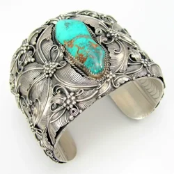 Vintage Carved Ethnic Cuff Leaf Bracelet Punk Bohemian Opening Bangles Leaves Bracelets Bangle for Women Wedding Jewelry