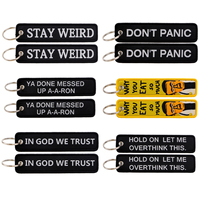 STAY WEIRD Embroidery Key Fobs Humorous Quotes Key Tags Keychain for Motorcycle Cars Key Holder Jewelry Chaveiro Gifts