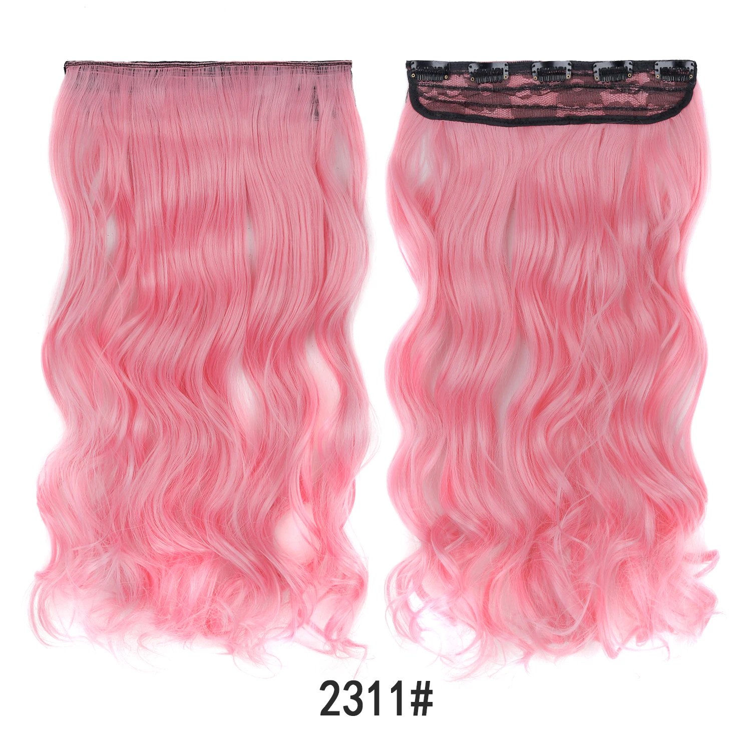 Jeedou Clip-in-Haarverlängerung, buntes, gewelltes Haar, einteilig, 5 Clips, synthetische rote, blaue, grüne Haarteile für Frauen und Mädchen, für den täglichen Gebrauch – Detail 12