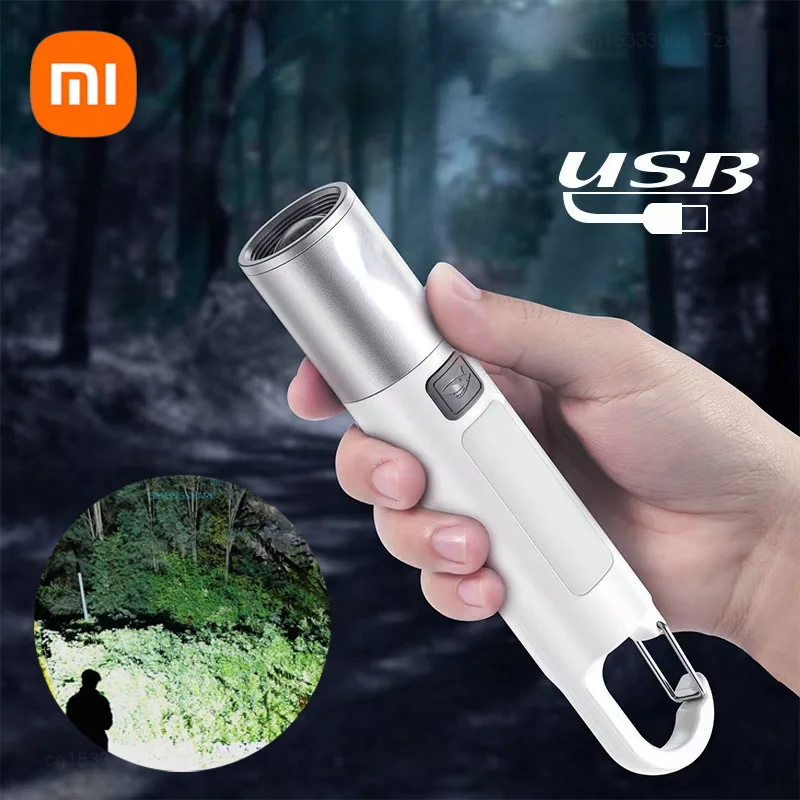 Xiaomi Mini Outdoor Flashlight Portable Strong Light Variable Focus with Floodlight Side Lights Home Rechargeable LED Flashlight